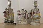 Lot Of 3 Vintage Porcelain Colonial Figural Boudoir Lamp Stands Japan Rare