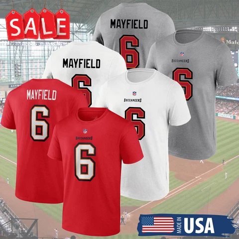 Baker Mayfield Red Tampa Bay Buccaneers Name & Number Player T-Shirt Unisex Fans Cover