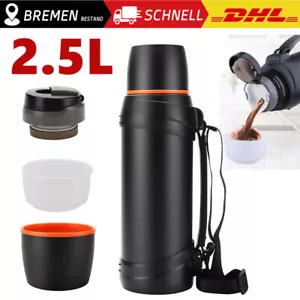Thermosflasche 2,5L,Doppelwand Edelstahl Isolierflasche,Thermoskanne mit Becher - Bild 1 von 11