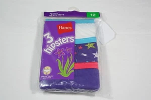 926X09 Hanes P3HPAS Girls 100% Cotton Tagless Hipsters 3 Pair Sz 12 Assort - Picture 1 of 2