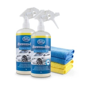 Waterless Wash & Wax Showroom Shine Twin Pack + Cloths by Greased Lightning - Picture 1 of 6