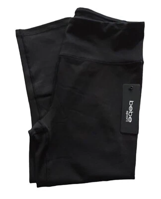 Leggings Bebe Sport para mujer punto arco iris capri talla grande negro con logotipo Foto 1 de 4