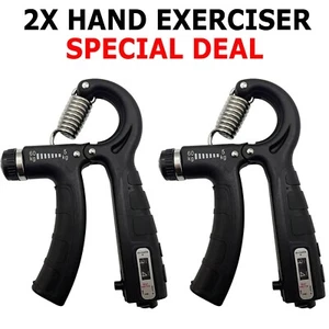 2X Hand Grip Power Trainer Gripper Strengthener Adjustable Gym Exerciser - Picture 1 of 8
