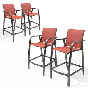 Aluminum Outdoor Bar Stool Set of 4, Patio Counter Height Stools & Bar Chairs - Picture 1 of 7