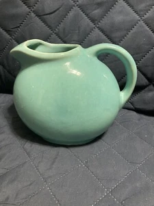 U S A McCoy Aqua Turquoise Slant Ball 6” Pitcher W/Ice Lip - Picture 1 of 10