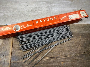 VINTAGE ANTIQUE BIKE BICYCLE INDIAN BIG SPOKES 12G 210MM 8-1/4'' BELGIUM NOS X50 - Picture 1 of 2