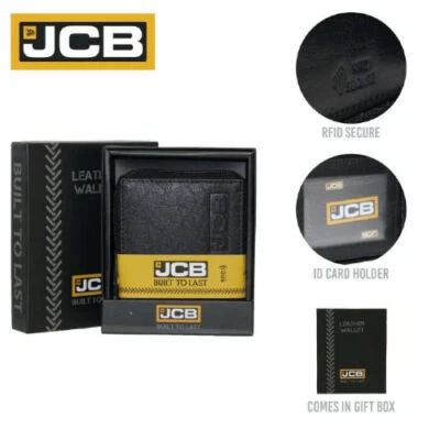Mens Black Zip-Up Leather RFID Safe Credit Card Blocking Wallet by JCB
