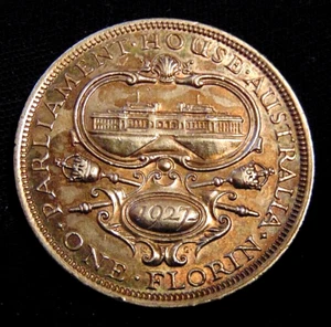 1927 AUSTRALIA FLORIN SILVER COIN - Picture 1 of 2