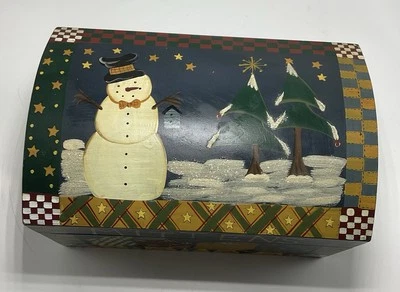 Christmas  Decorative Home Or Office Wood Storage Box - Image 1 of 4