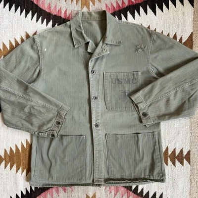 Vintage 1940s WWII USMC P-41 Field Shirt Cotton HBT Marines - Image 1 of 4