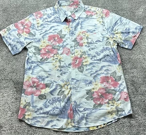 Camisa Hawaiana 7 Diamantes Para Hombres XL Azul Floral Aloha Botón Delantero Manga Corta - Imagen 1 de 16