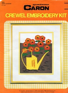 Poppy Garden - Kit de bordado Caron Crewel - 1975 - abierto/completo/sin trabajar - Imagen 1 de 4