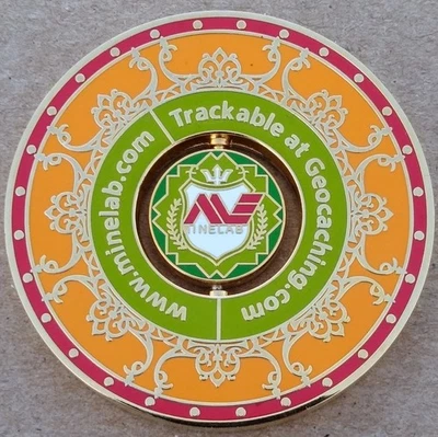Minelab Spinner Geocaching Promo Geocoin - Activated & Adoptable - TB5FA6B - Image 1 of 3