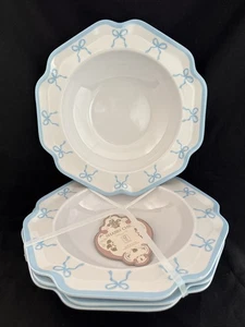 Juego de 4 cuencos de melamina con lazo de cinta azul Shabby Chic nuevos con etiquetas - Imagen 1 de 7