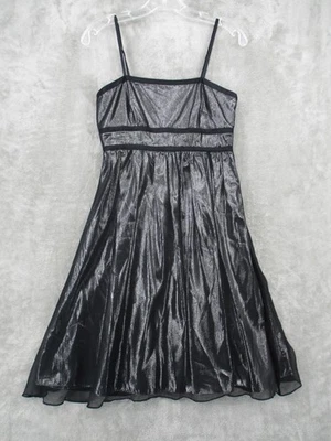 Vestido Calvin Klein Mujer 2 Plateado Metálico Transparente Superposición Seda Babydoll Años 90 HOCO Foto 1 de 4