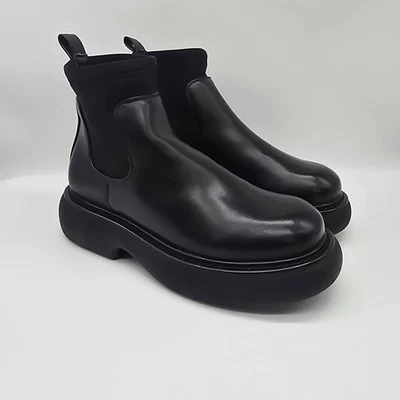 Dream Pairs Lug Sole Platform Boots Ankle Elastic Chelsea Booties Shoes Black 6 - Image 1 of 4