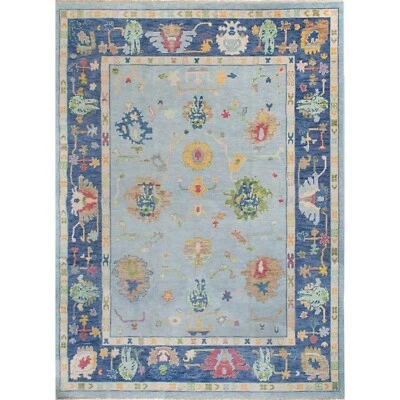 Geometric Transitional Oushak Oriental Area Rug Hand-knotted Home Decor 6'x9. - Image 1 of 4