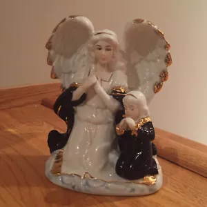 Ángel de porcelana Royal Scotland RS con niño azul cobalto y oro de 24 quilates ~ RARO - Imagen 1 de 18