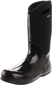 Womens Classic Hight Black Smooth Bogs Boots Wellies - Picture 1 of 6