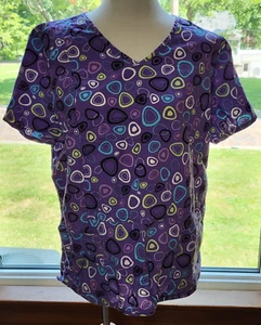 Scrub Star Purple Geometric Nurses Medical Scrub Top XL Doctor Vet Dental - Picture 1 of 11