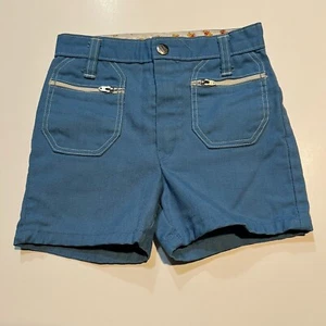 Vtg 70s Sears Winnie The Pooh Shorts Size 5 Perma Prest Blue Zipper Pocket - Picture 1 of 8