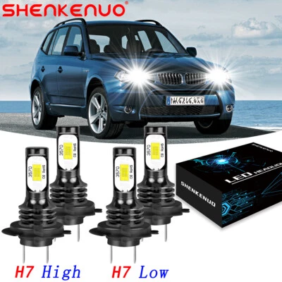 Kit de 4 faros LED 6000K bombillas de haz alto y bajo H7+ H7 para BMW X3 2004-2016 Foto 1 de 4