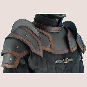 MEDIEVAL FANTASY Leather Shoulder Neck Protector PAULDRON GORGET ARMOR Set LARP