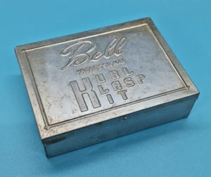 Vintage KURL KLASP KIT Aluminum Silver Metal Tin Box Embossed Hair - Picture 1 of 5