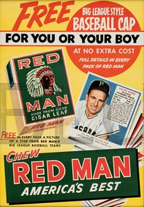 1952 Red Man Tobacco Advertisement with Ralph Kiner 13x19" Photo Print - Picture 1 of 1