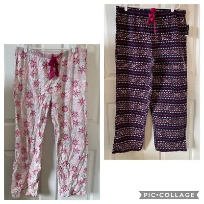 NWT 2 Nautica Women's Flannel Pajama Pants Drawstring Sleepwear Cotton Cozy XL - Image 1 of 4