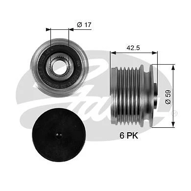 Alternator Freewheel Clutch For Dacia Mercedes-Benz Nissan Renault GATES OAP7106 - Image 1 of 4