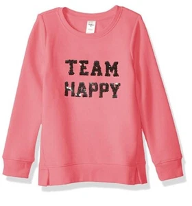Girls OshKosh B'gosh "Team Happy" Flip-Sequin Sweatshirt Pink NWT - Picture 1 of 13