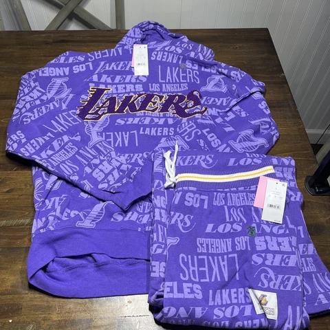 NBA Los Angeles Laker’s Logo Hoodie & Pants Ultra Violet Women's Size Large NWT! Cover