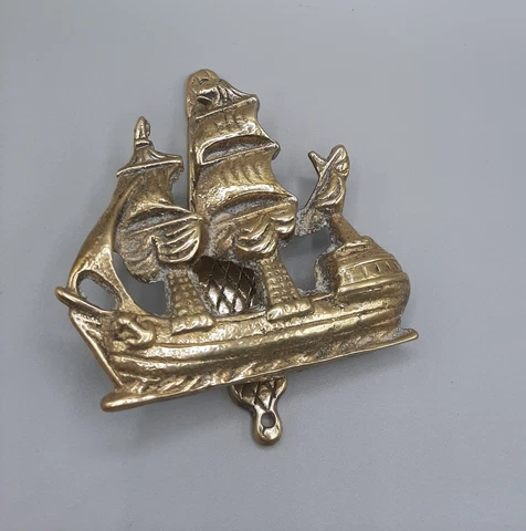 Vintage Ship Door Knocker Bronzed Metal Pirates Sail Boat Nautical Cover