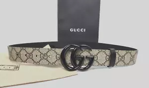 Gucci GG Marmont Belt 85cm or 28-30" Black Brown Leather Supreme Print Monogram - Picture 1 of 8