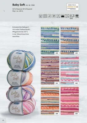 "Rellana Baby Soft" 50 g Farbverlaufsgarn in zarten Pastelltönen sehr weich