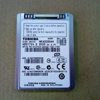 TOSHIBA 1.8" MK6008GAH 60GB HDD FOR DELL Latitude XT D420 D430 Hard DISK DRIVE - Image 1 of 3
