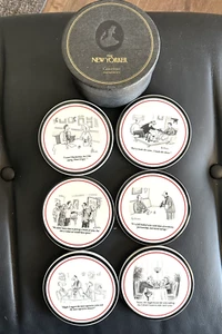 The New Yorker Drink Wine Coasters Assorted Set of Six Cartoons W/ Box - Picture 1 of 12