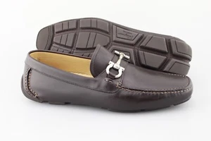Men's SALVATORE FERRAGAMO 'Parigi' Dark Brown Leather Loafers Size US 8 - 2E - Picture 1 of 6