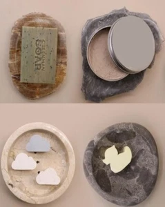 Stone Soap Dishes Onyx Marble Zeolite Riverstone Tray Holder Bath Kitchen - Picture 1 of 23