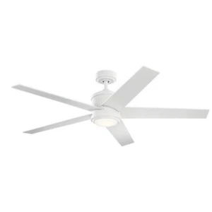 56 Inch Ceiling Fan with Light Kit-Matte White Finish - Ceiling Fans - - Picture 1 of 6