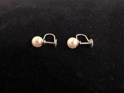 Vintage 14kt Gold Non-Pierced Screw Back Pearl Earrings - Image 1 of 4