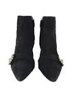 Miu Miu Black Suede Embellished Kitten Heel Ankle Booties Womens Size Eur 37M