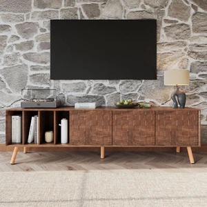 70" Mid-Century Modern TV Stand, Media Console Table for TVs up to 80'', Enterta - Picture 1 of 11