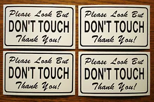 4--Please Look But DON'T TOUCH 100% Magnetic Signs for your Classic Car blac/whi - Picture 1 of 1