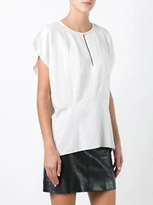 Damen Top Größe 8 cremefarben neu Damen IRO Ecru Baumwolle Freizeit Schlüssellochbluse Shirt - Bild 1 von 7