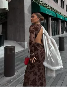 ZARA NUEVO CON ETIQUETAS MUJER MAXI FLORAL TUL VESTIDO FLOCADO VISÓN | 3067/269 TALLA M, L_FW24 - Imagen 1 de 24