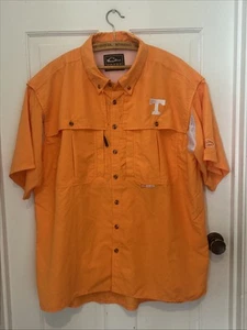 🍊UT DRAKE Short Sleeve Shirt, XL, Orange Button Down, EUC, UT Logo, Vented - Picture 1 of 15