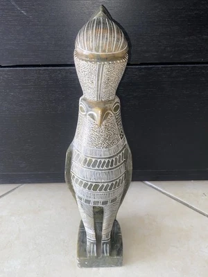 Statua Di Horus Dio Del Cielo Egitto In Pietra Pesante Scolpita A Mano 34Cm - Immagine 1 di 4