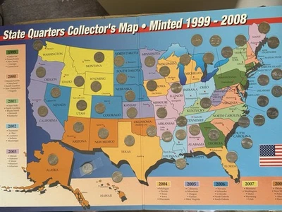 U.S. Twenty Five Cent Coins Collector's Album 1999-2008 QUARTERS COMPLETE - Image 1 of 2